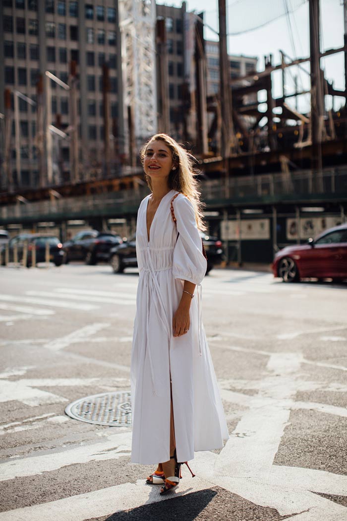 NYFW SS22 street style white dress